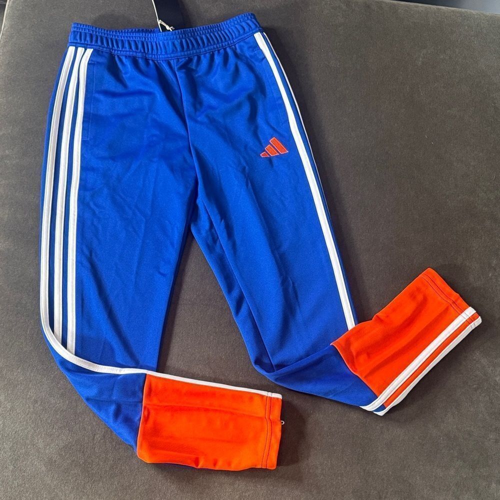 Adidas Youth Blue Track Pants Sweatpants Soccer Aeroready Zip Ankle Size L NWT